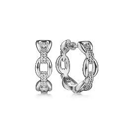 Gabriel & Co Oval Link Small Hoop Earrings in Sterling Silver - MJ Christensen Diamonds