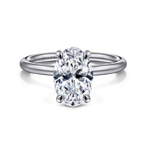Gabriel & Co. Oval Solitaire Semi - Mount Engagement Ring in 14K White Gold - MJ Christensen Diamonds