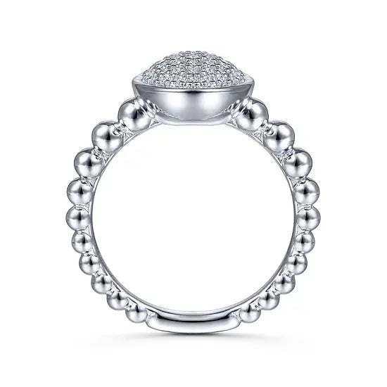 Gabriel & Co Oval White Sapphire Pave Ring in Sterling Silver (.56ctw) - MJ Christensen Diamonds