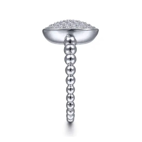 Gabriel & Co Oval White Sapphire Pave Ring in Sterling Silver (.56ctw) - MJ Christensen Diamonds