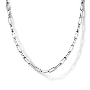 Gabriel & Co Paperclip Chain Necklace 24" in Sterling Silver - MJ Christensen Diamonds