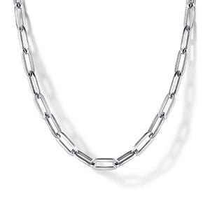 Gabriel & Co Paperclip Chain Necklace 32" in Sterling Silver - MJ Christensen Diamonds