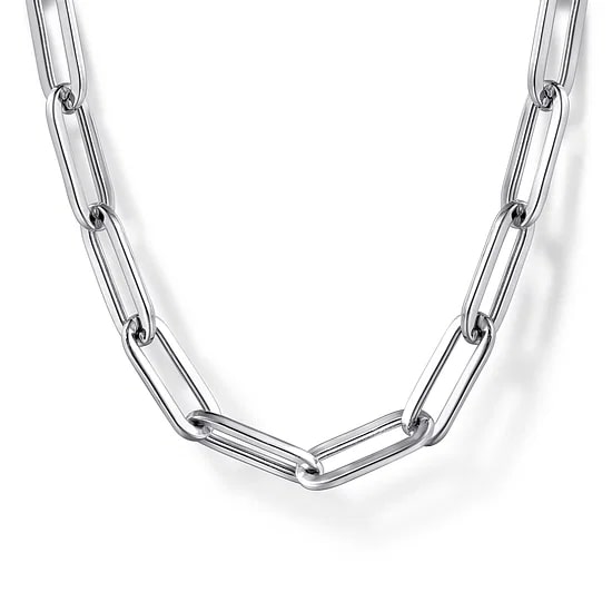 Gabriel & Co Paperclip Chain Necklace in Sterling Silver - MJ Christensen Diamonds