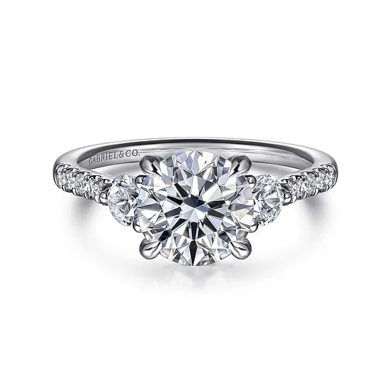Gabriel & Co. Partial Pave Semi - Mount Engagement Ring in 14K White Gold (.43ctw) - MJ Christensen Diamonds