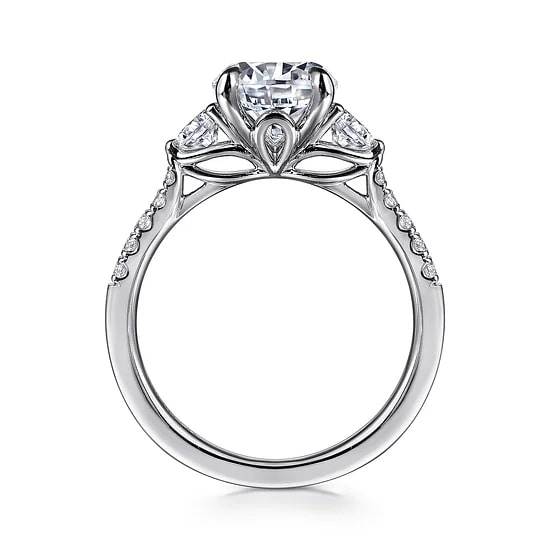 Gabriel & Co. Partial Pave Semi - Mount Engagement Ring in 14K White Gold (.43ctw) - MJ Christensen Diamonds