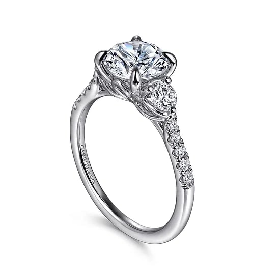 Gabriel & Co. Partial Pave Semi - Mount Engagement Ring in 14K White Gold (.43ctw) - MJ Christensen Diamonds