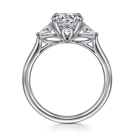 Gabriel & Co. Pear Diamond Lotus Three Stone Semi - Mount Engagement Ring in 14K White Gold (.25ctw) - MJ Christensen Diamonds