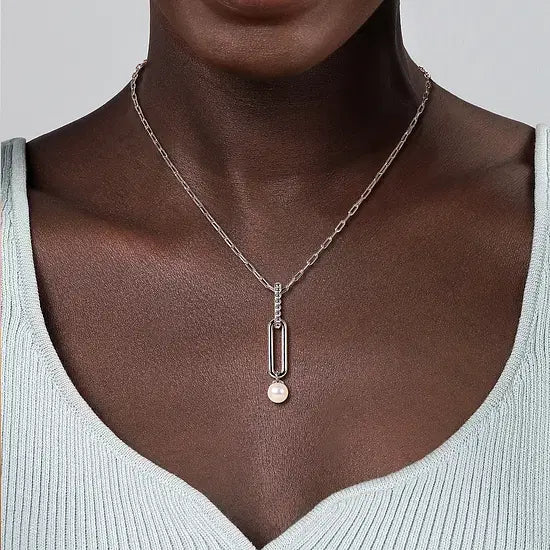 Gabriel & Co Pearl Beaded Drop Necklace in Sterling Silver (0.7ct) - MJ Christensen Diamonds