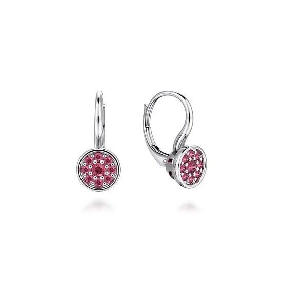 Gabriel & Co Pink Tourmaline Cluster Leverback Earrings in Sterling Silver (0.38ctw) - MJ Christensen Diamonds