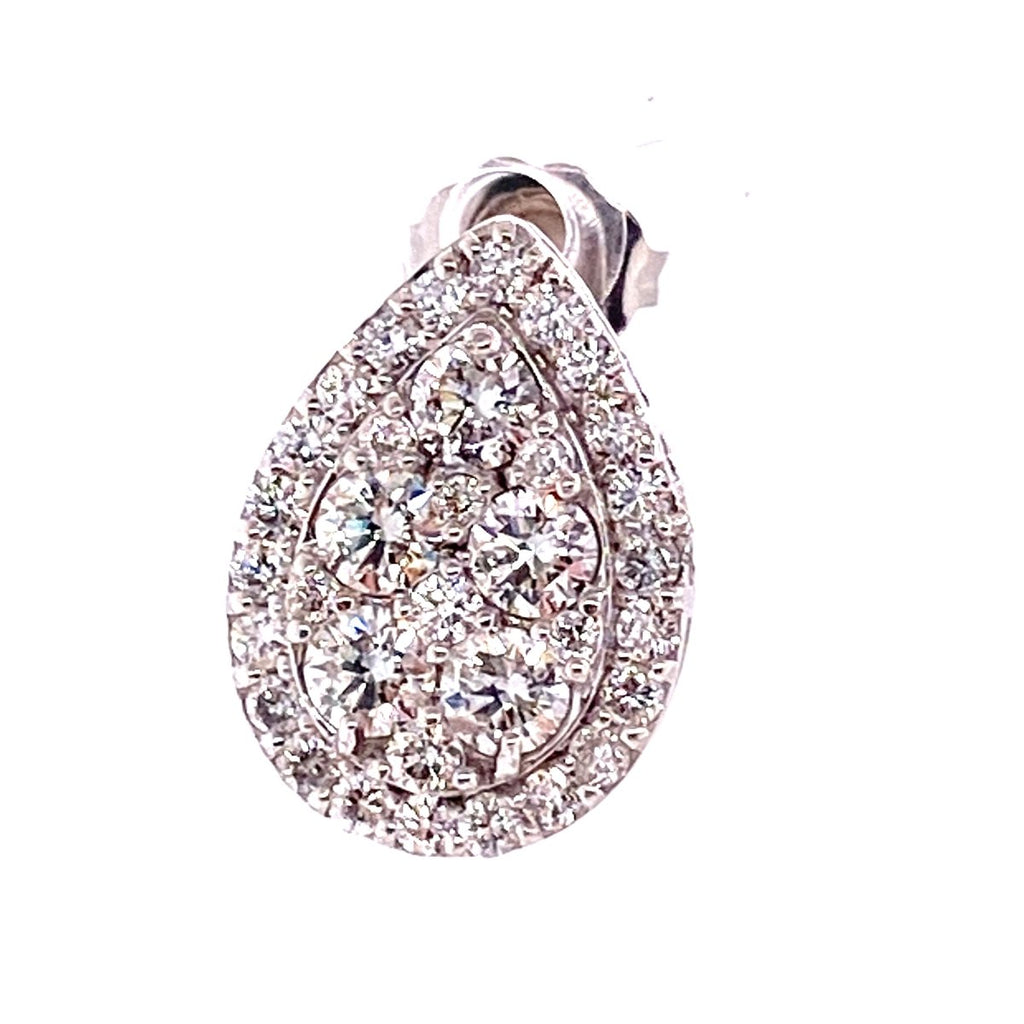 Gabriel & Co Princess and Round Diamond Cluster Halo Stud Earrings in 14K White Gold (2.11ctw) - MJ Christensen Diamonds