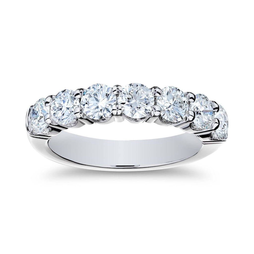 Gabriel & Co Princess and Round Diamond Two Row Half Band in Platinum (1.40ctw) - MJ Christensen Diamonds