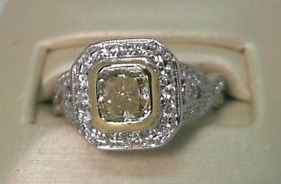 Gabriel & Co Radiant and Round Diamond Semi - Mount Ring in 14K White Gold (1.53tcw) - MJ Christensen Diamonds