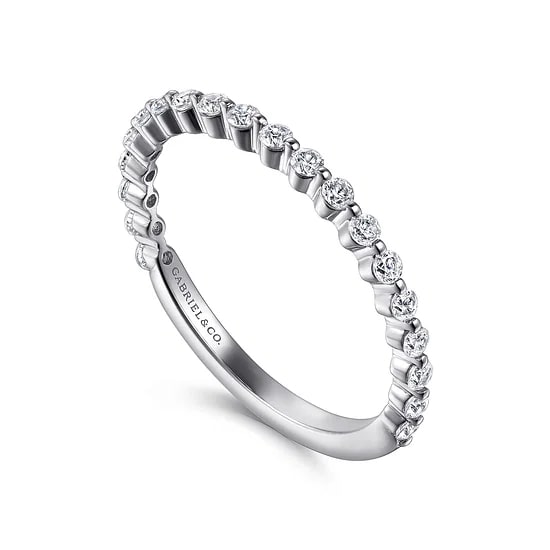 Gabriel & Co Round Diamond 4mm Single Prong Anniversary Band in 14K White Gold (0.37ctw) - MJ Christensen Diamonds