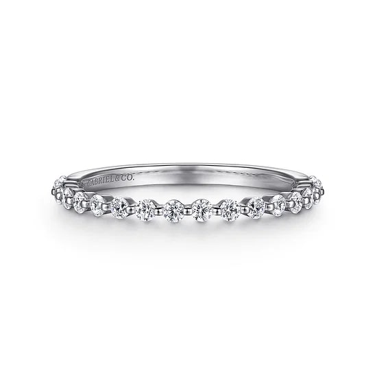 Gabriel & Co Round Diamond 4mm Single Prong Anniversary Band in 14K White Gold (0.37ctw) - MJ Christensen Diamonds