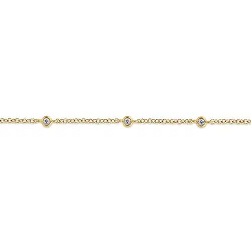 Gabriel & Co Round Diamond 7 Station Bezel Bracelet in 14K Yellow Gold (0.08ctw) - MJ Christensen Diamonds