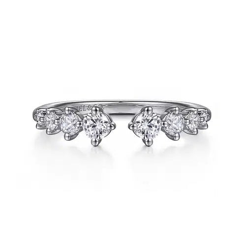 Gabriel & Co Round Diamond 8 Stone Graduated Open Anniversary Band in 14K White Gold (0.51ctw) - MJ Christensen Diamonds