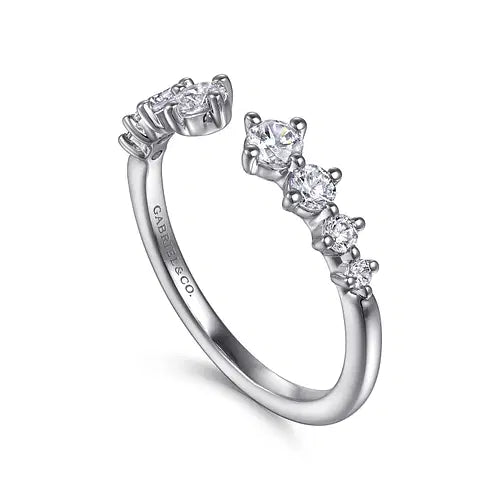 Gabriel & Co Round Diamond 8 Stone Graduated Open Anniversary Band in 14K White Gold (0.51ctw) - MJ Christensen Diamonds