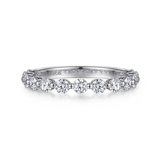 Gabriel & Co Round Diamond 8mm Single Prong Anniversary Band in 14K White Gold (0.85ctw) - MJ Christensen Diamonds