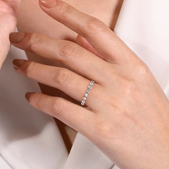 Gabriel & Co Round Diamond 8mm Single Prong Anniversary Band in 14K White Gold (0.85ctw) - MJ Christensen Diamonds