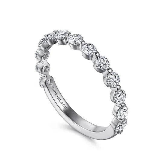 Gabriel & Co Round Diamond 8mm Single Prong Anniversary Band in 14K White Gold (0.85ctw) - MJ Christensen Diamonds