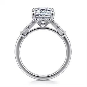 Gabriel & Co. Round Diamond Baguette Accent Hidden Halo Semi - Mount Engagement Ring in 14K White Gold (0.34ctw) - MJ Christensen Diamonds