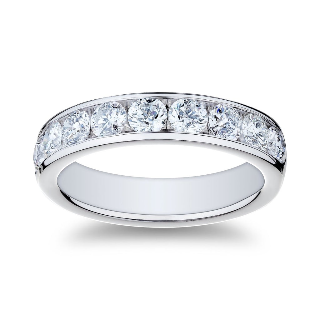 Gabriel & Co Round Diamond Channel Set Band in 18K White Gold (1.22ctw) - MJ Christensen Diamonds