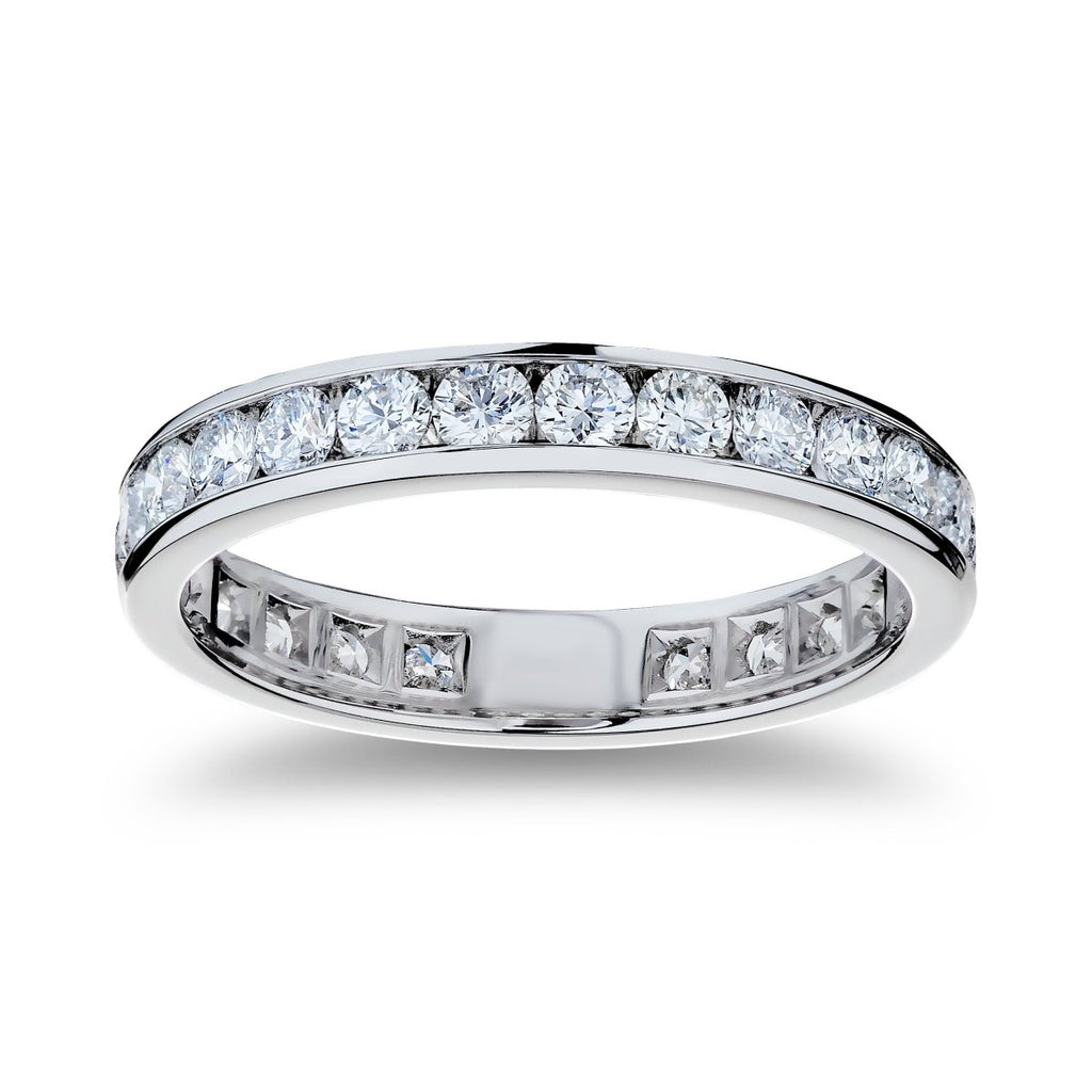 Gabriel & Co Round Diamond Channel Set Eternity Anniversary Band in Platinum (1.49ctw) - MJ Christensen Diamonds