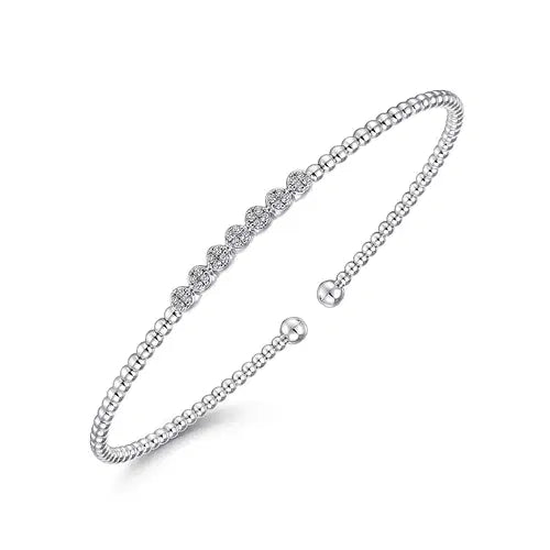 Gabriel & Co Round Diamond Cluster Bead Bujukan Bangle Bracelet in 14K White Gold (0.13ctw) - MJ Christensen Diamonds