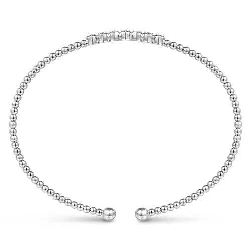 Gabriel & Co Round Diamond Cluster Bead Bujukan Bangle Bracelet in 14K White Gold (0.13ctw) - MJ Christensen Diamonds