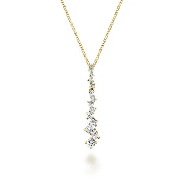 Gabriel & Co Round Diamond Cluster Drop Pendant Necklace in 14K Yellow Gold (0.8ct) - MJ Christensen Diamonds