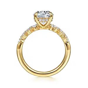 Gabriel & Co. Round Diamond Cluster Hidden Halo Semi - Mount Engagement Ring in 14K Yellow Gold (0.46ctw) - MJ Christensen Diamonds