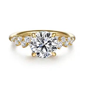 Gabriel & Co. Round Diamond Cluster Hidden Halo Semi - Mount Engagement Ring in 14K Yellow Gold (0.46ctw) - MJ Christensen Diamonds