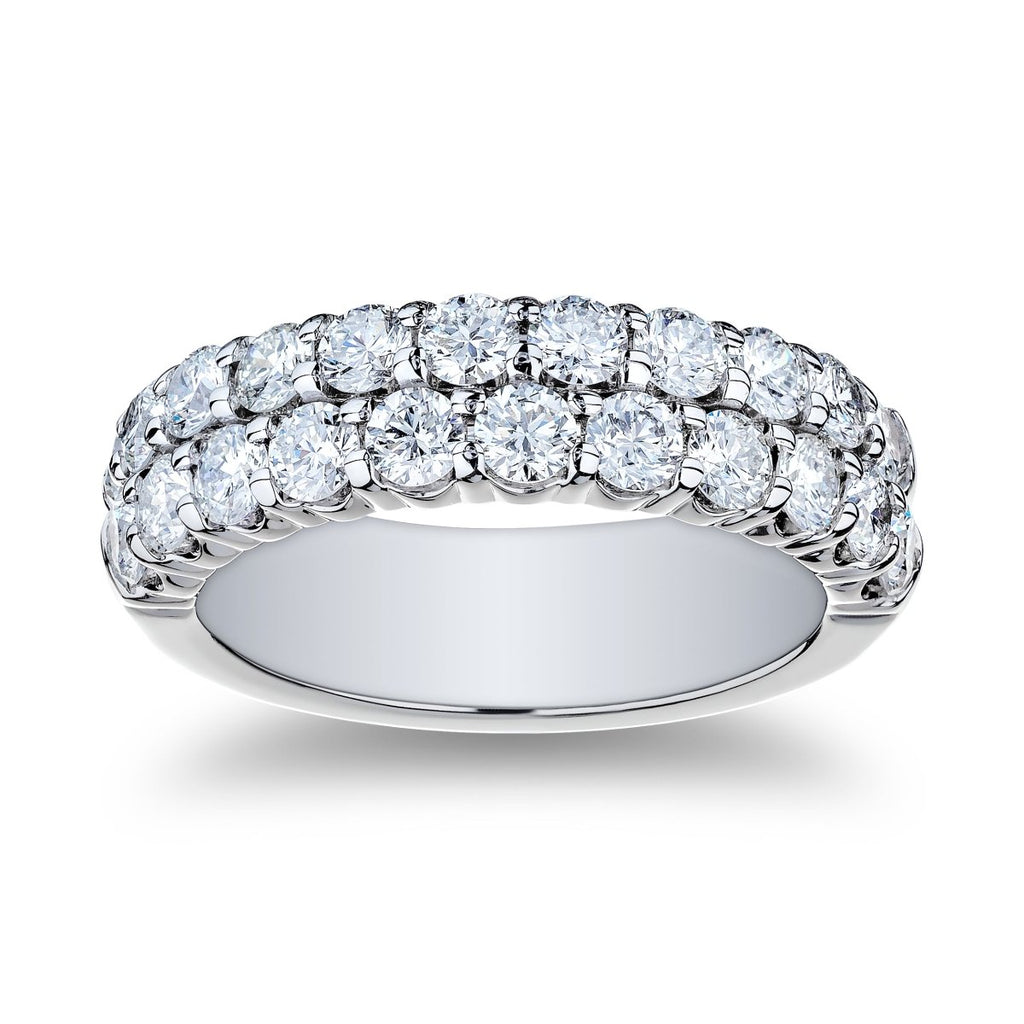 Gabriel & Co Round Diamond Double Row Half Band in 18K White Gold (1.98ctw) - MJ Christensen Diamonds