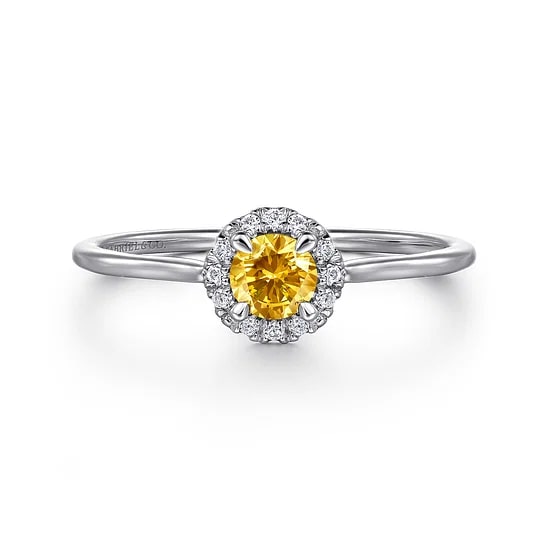 Gabriel & Co Round Diamond Halo Ring in 14K White Gold (0.33ctw) - MJ Christensen Diamonds