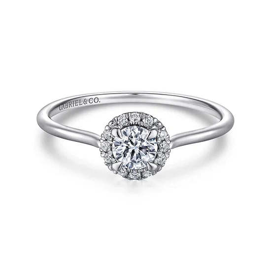 Gabriel & Co Round Diamond Halo Ring in 14K White Gold (0.43ctw) - MJ Christensen Diamonds