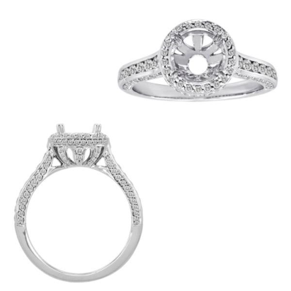 Gabriel & Co. Round Diamond Halo Semi - Mount Engagement Ring in 14K White Gold (0.83ctw) - MJ Christensen Diamonds