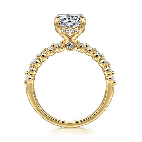 Gabriel & Co. Round Diamond Halo Shared Prong Semi - Mount Engagement Ring in 14K Yellow Gold (.37ctw) - MJ Christensen Diamonds