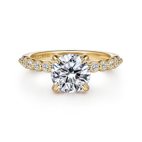 Gabriel & Co. Round Diamond Halo Shared Prong Semi - Mount Engagement Ring in 14K Yellow Gold (.37ctw) - MJ Christensen Diamonds
