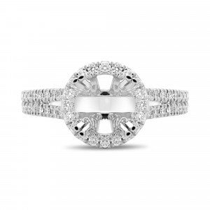 Gabriel & Co. Round Diamond Halo Split Shank Semi - Mount Engagement Ring in 14K White Gold (.54ctw) - MJ Christensen Diamonds