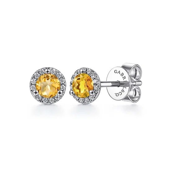 Gabriel & Co Round Diamond Halo Stud Earrings in 14K White Gold (0.54ctw) - MJ Christensen Diamonds
