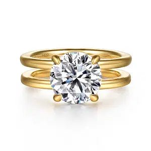 Gabriel & Co. Round Diamond Hidden Halo Open Shank Semi - Mount Engagement Ring in 14K Yellow Gold (0.10ctw) - MJ Christensen Diamonds