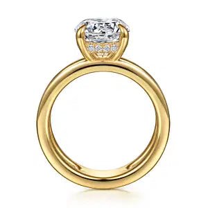 Gabriel & Co. Round Diamond Hidden Halo Open Shank Semi - Mount Engagement Ring in 14K Yellow Gold (0.10ctw) - MJ Christensen Diamonds