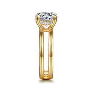 Gabriel & Co. Round Diamond Hidden Halo Open Shank Semi - Mount Engagement Ring in 14K Yellow Gold (0.10ctw) - MJ Christensen Diamonds