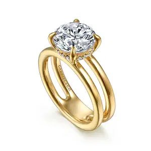 Gabriel & Co. Round Diamond Hidden Halo Open Shank Semi - Mount Engagement Ring in 14K Yellow Gold (0.10ctw) - MJ Christensen Diamonds