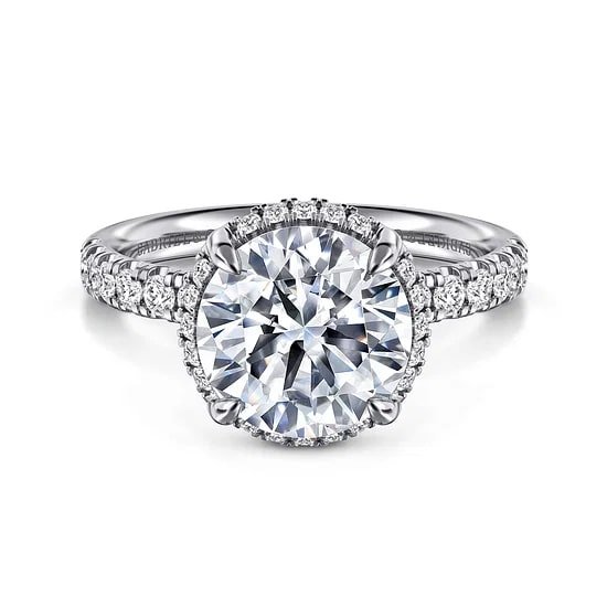 Gabriel & Co. Round Diamond Hidden Halo Semi - Mount Engagement Ring in 14K White Gold (0.44ctw) - MJ Christensen Diamonds