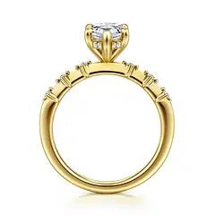 Gabriel & Co. Round Diamond Hidden Halo Semi - Mount Engagement Ring in 14K Yellow Gold (0.16ctw) - MJ Christensen Diamonds