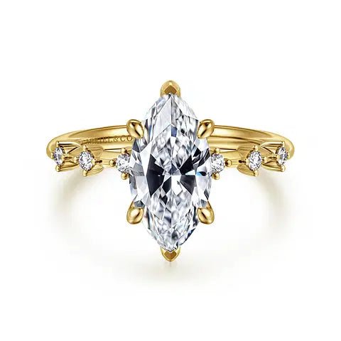Gabriel & Co. Round Diamond Hidden Halo Semi - Mount Engagement Ring in 14K Yellow Gold (0.16ctw) - MJ Christensen Diamonds
