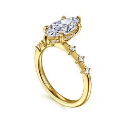 Gabriel & Co. Round Diamond Hidden Halo Semi - Mount Engagement Ring in 14K Yellow Gold (0.16ctw) - MJ Christensen Diamonds