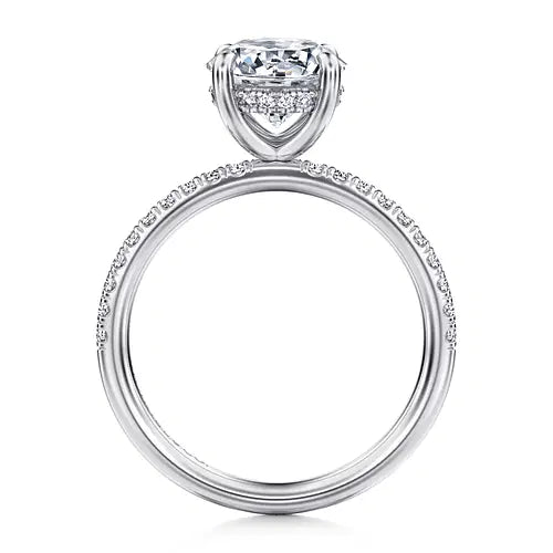 Gabriel & Co. Round Diamond Hidden Halo Semi - Mount for 3.50ct Center in 14K White Gold (0.25ctw) - MJ Christensen Diamonds