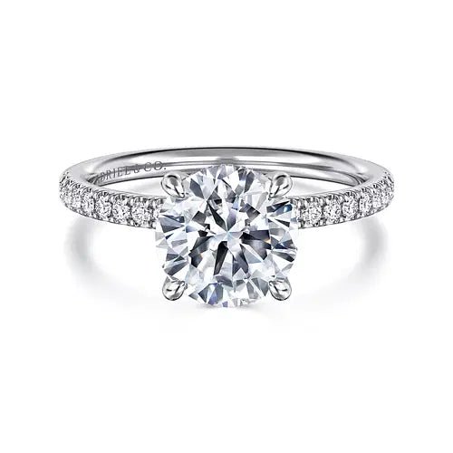 Gabriel & Co. Round Diamond Hidden Halo Semi - Mount for 3.50ct Center in 14K White Gold (0.25ctw) - MJ Christensen Diamonds